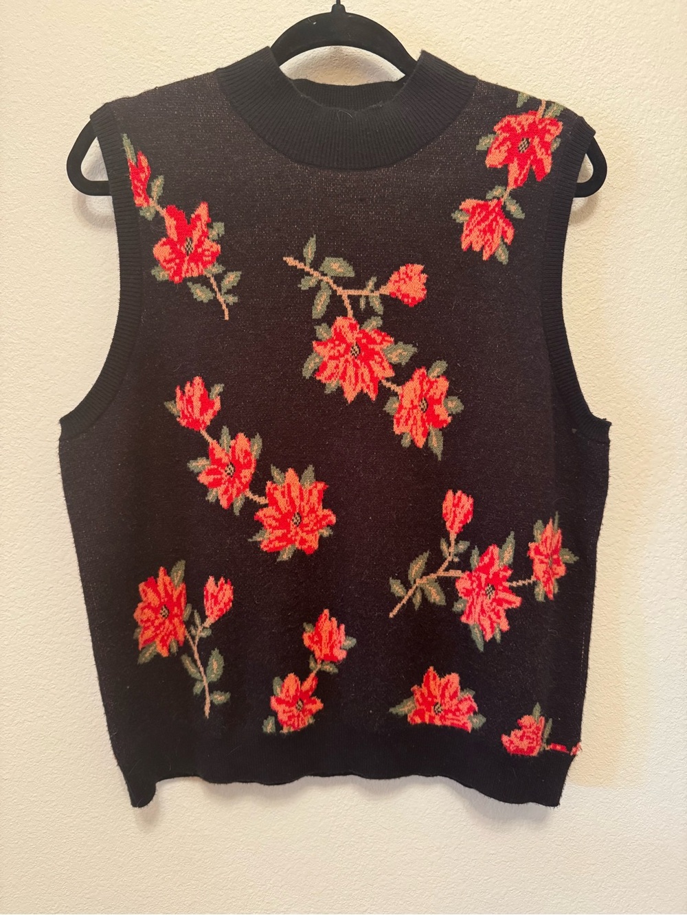 Draper James RSVP Women's Floral Mock Neck Sleeveless Sweater Vest XL